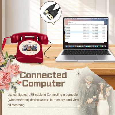 Registro de mensajes de vídeo Libro de invitados Registro de teléfono de boda roja para cualquier celebración