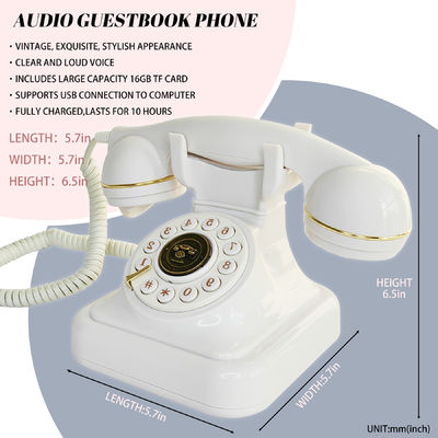 FiayaCom Teléfono de boda con libro de visitas de audio potente con capacidad de almacenamiento ilimitada y batería recargable