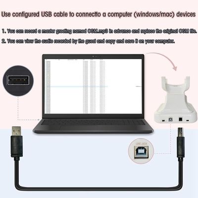 FiayaCom Teléfono de boda con libro de visitas de audio potente con capacidad de almacenamiento ilimitada y batería recargable