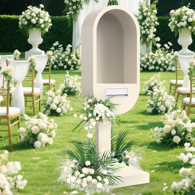 Cabina telefónica de boda de metal premium con sistema de grabación de libro de invitados de audio / video