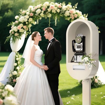 Telefono blanco con audiobook para invitados